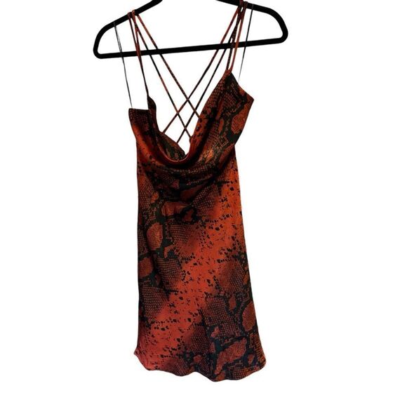 Fashion Nova Keep It Sassy Satin Mini Slip Strappy Snake Python Print Dress - Picture 3 of 8